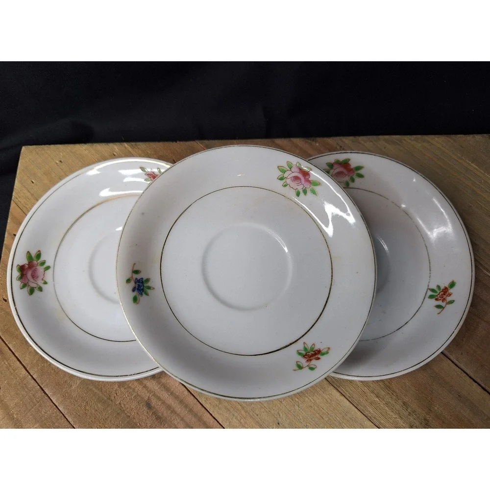 Vintage Made in Occupied Japan‎ Floral Tea Cup and Saucer Set 7 Piece Porcelain